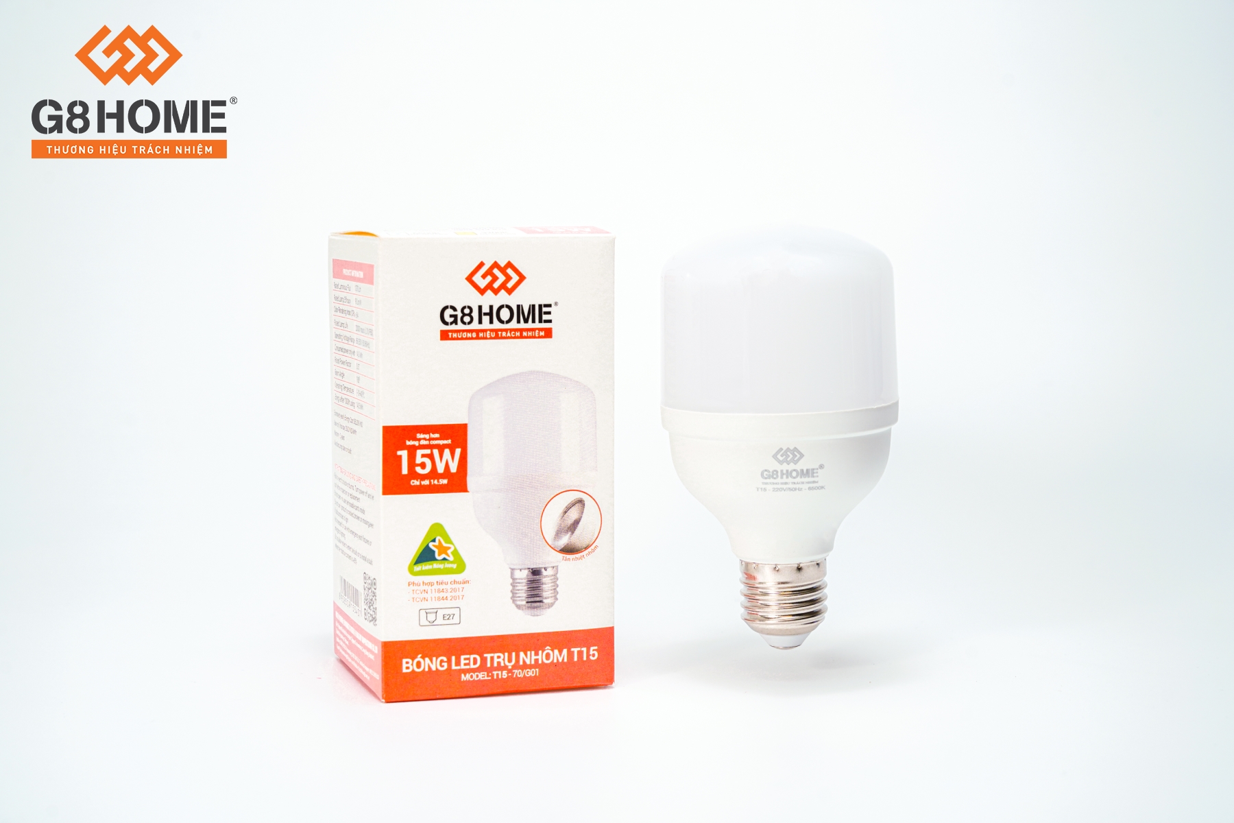 BÓNG LED TRỤ NHÔM T15