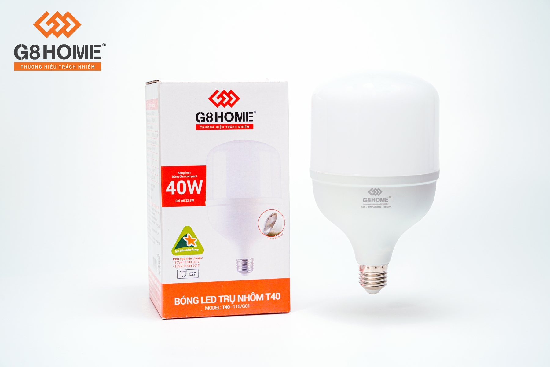 BÓNG LED TRỤ NHÔM T40