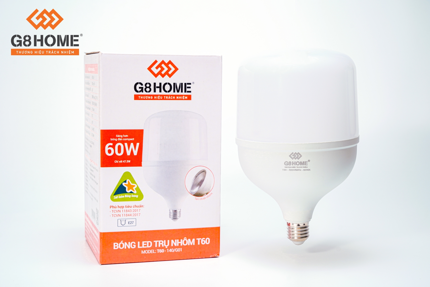 BÓNG LED TRỤ NHÔM T60