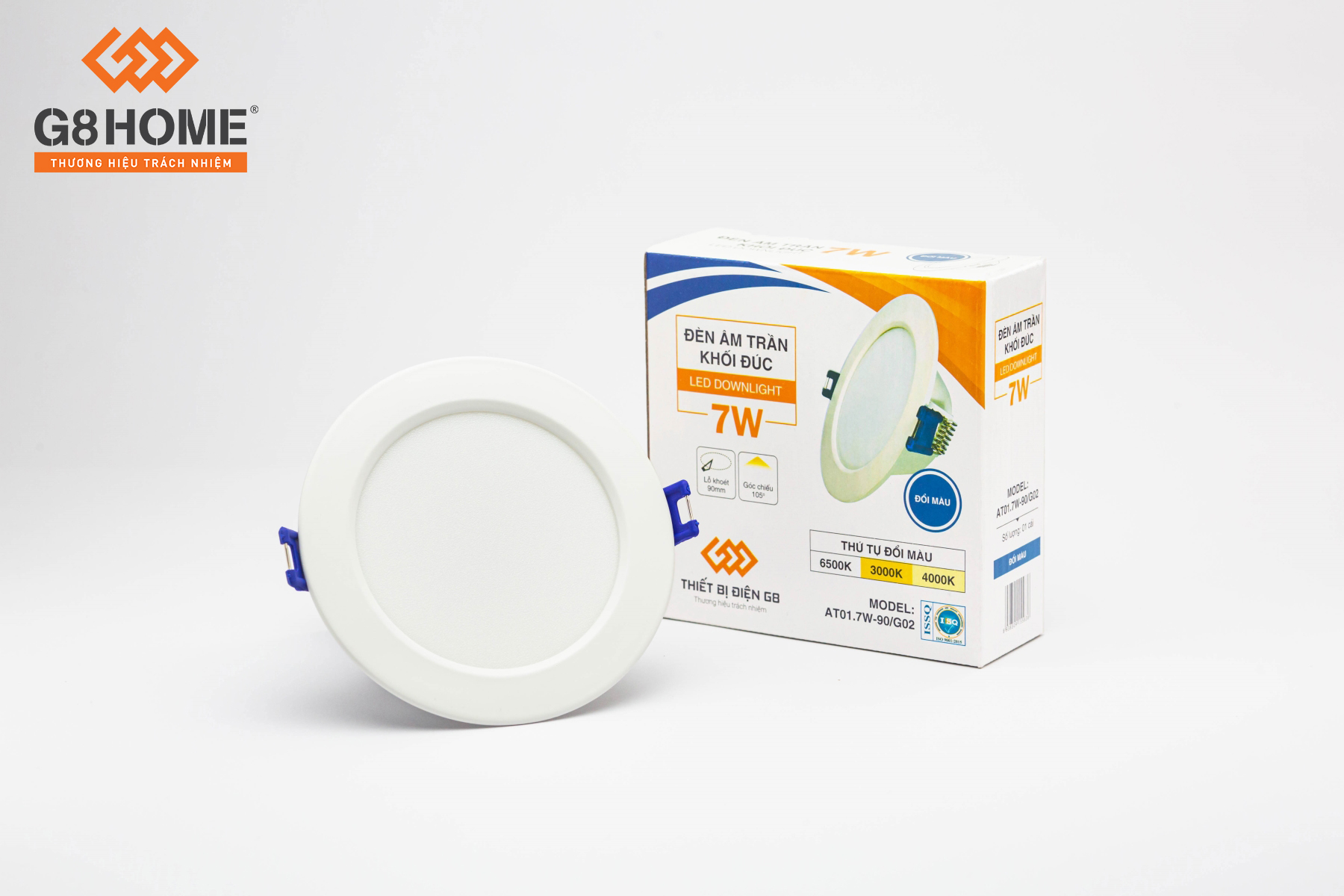 ĐÈN ÂM TRẦN KHỐI ĐÚC 7W ĐỔI MÀU