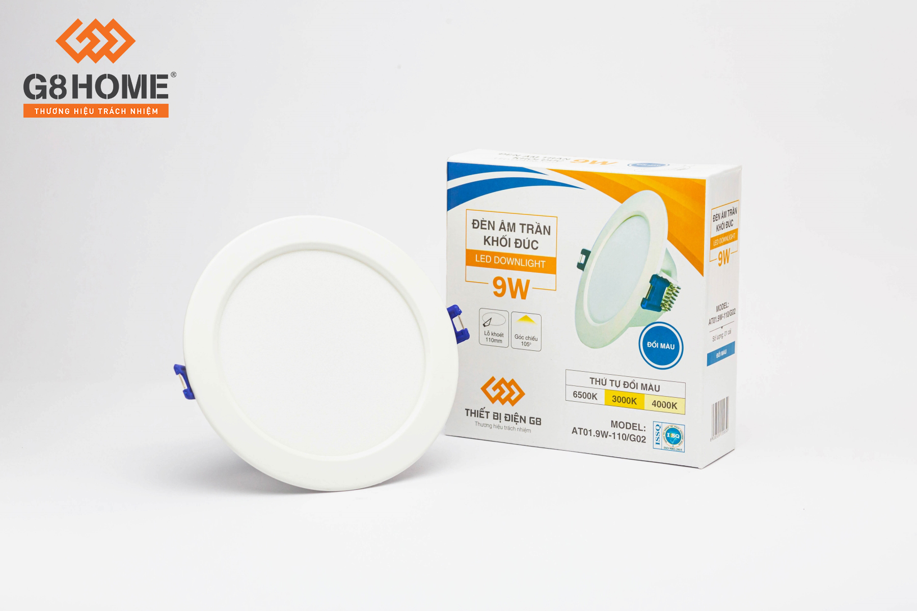 ĐÈN ÂM TRẦN KHỐI ĐÚC 9W (MODEL AT01.9W - ĐỔI MÀU)