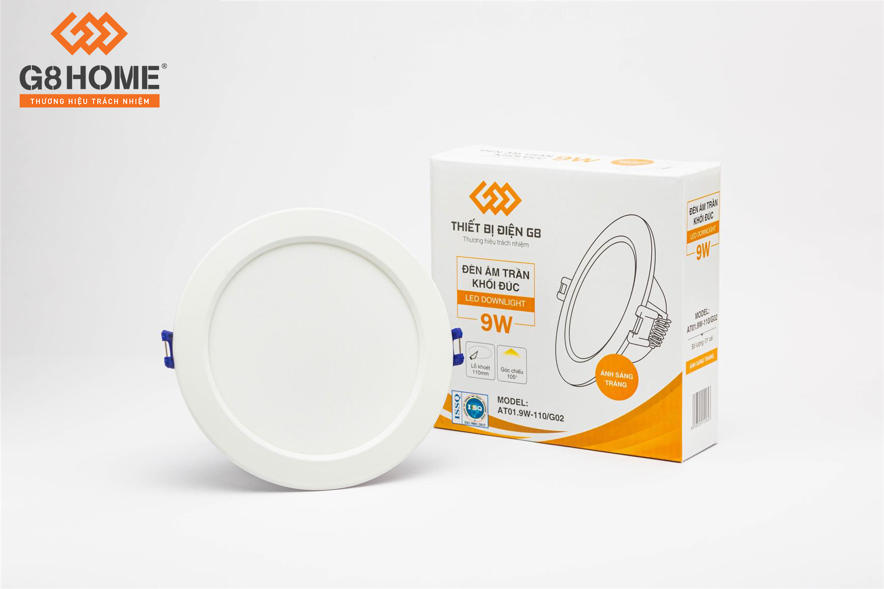 Đèn âm trần khối đúc - 9W (MODEL AT01.9W - ÁNH SÁNG TRẮNG)